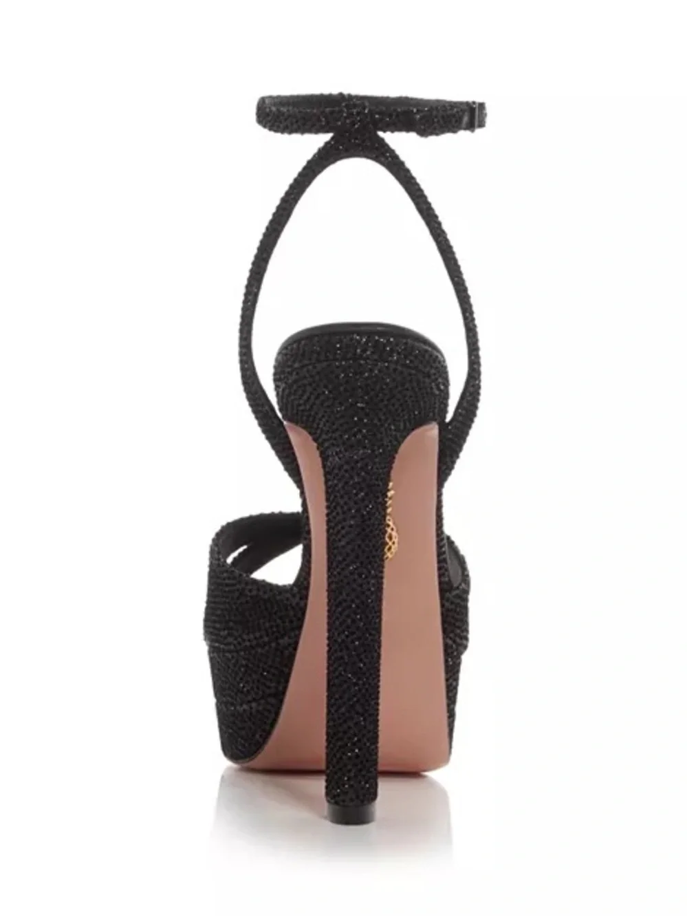 Aquazzura Divine Plateau Glitter Platform Ankle-Strap Sandals Size 8.5 Black